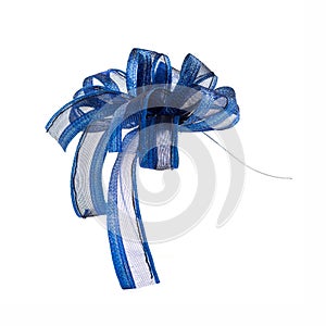 Blue ribbon isolated on background