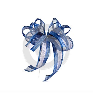 Blue ribbon isolated on background