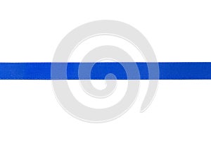 Blue ribbon isolated white background.