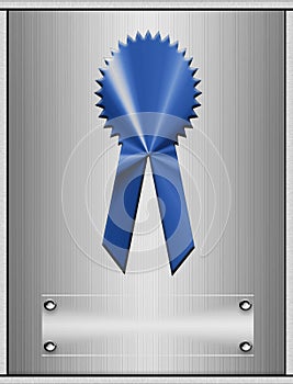 Blue Ribbon Medal On Plaque