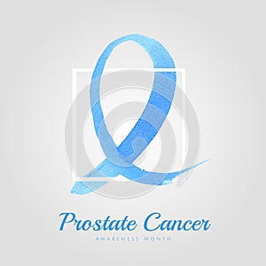 Blue Ribbon - Prostate Cancer Awareness. Concept World Prostate Cancer Day. Vector Illustration