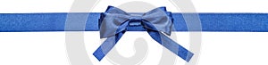 Blue ribbon and real bow with square cut ends