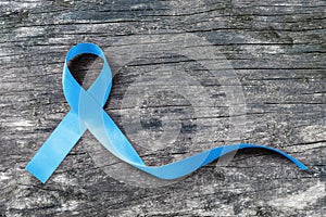 Blue ribbon symbolic of prostate cancer awareness campaign and men`s health in November month