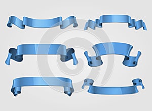 Blue ribbons template design set