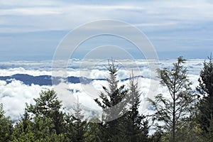 Blue Ridge Mountains in the clouds at Blowing Rock