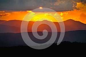 Blue Ridge Mountains Layered Sunset Rays