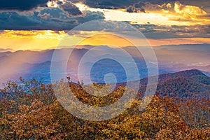 Blue Ridge Mountains at Sunset in North Georgia