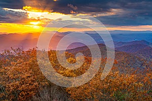 Blue Ridge Mountains at Sunset in North Georgia