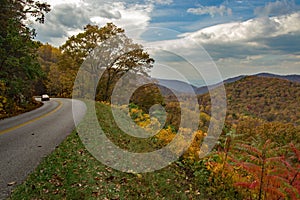 Blue Ridge Parkway Roadway in Northern Virginia, USA