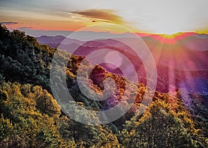 Blue Ridge Parkway summer Appalachian Mountains Sunset