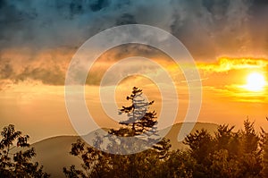 Blue Ridge Parkway Sunset over Appalachian Mountains