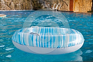 Blue Ring float in swimming pool
