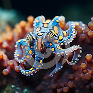 Blue-ringed octopus. The Deadly Blue Ringed Octopus, hapalochlaena.