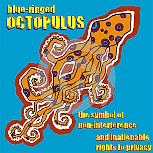 Blue ringed Octopus Hapalochlaena australian aboriginal artwork photo