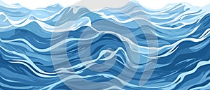 Blue ripples and water splashes waves surface flat style design vector illustration.