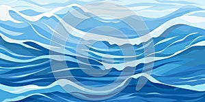 Blue ripples and water splashes waves surface flat style design vector illustration.