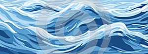 Blue ripples and water splashes waves surface flat style design vector illustration.