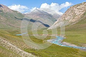 Blue river in mountains, Tien Shan
