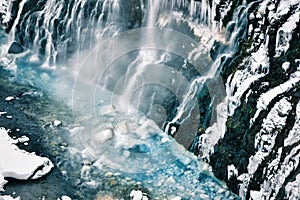 Blue River White Snow contrast background Biei Japan nature cold water winter