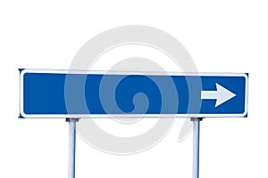 Blue Road Arrow Sign Guide Post Isolated photo