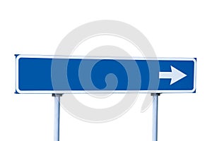 Blue Road Arrow Sign Guide Post Isolated