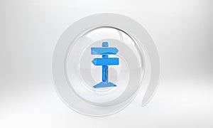 Blue Road traffic sign. Signpost icon isolated on grey background. Pointer symbol. Street information sign. Direction