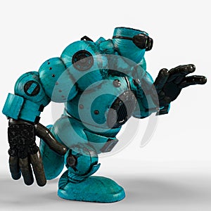 Blue robot ball in a white background