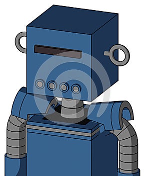 Blue Robot With Box Head And Pipes Mouth And Black Visor Cyclops