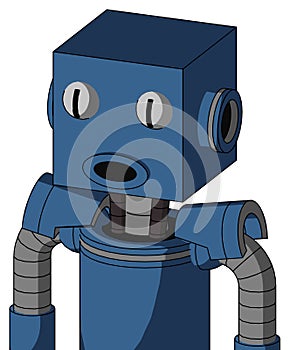 Blue Robot With Box Head And Round Mouth And Two Eyes