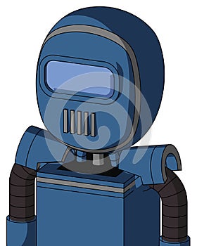 Blue Robot With Bubble Head And Vent Mouth And Large Blue Visor Eye