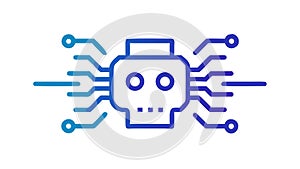 Blue Robot Circuit Head Tech Icon vector design Generative AI