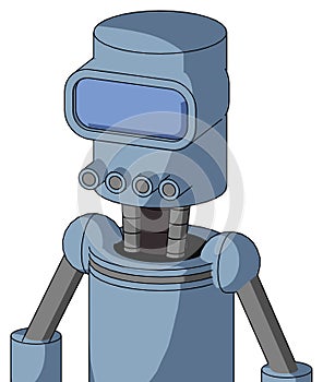 Blue Robot With Cylinder Head And Pipes Mouth And Large Blue Visor Eye