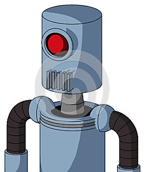 Blue Robot With Cylinder Head And Vent Mouth And Cyclops Eye