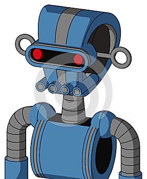 Blue Robot With Droid Head And Pipes Mouth And Visor Eye