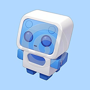 a blue robot with a blue face cartoon illustration photo