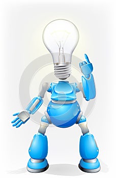 Blue robot light bulb head