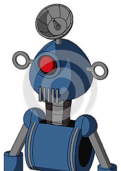 Blue Robot With Rounded Head And Vent Mouth And Cyclops Eye And Radar Dish Hat
