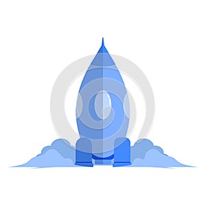 Blue rocket ready to launch. vector illustration