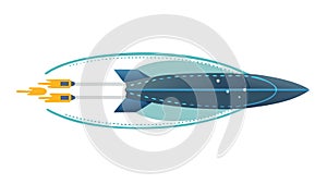 Blue Rocket Ship Space Launch Vector, vector design Generative AI