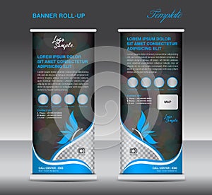Blue Roll up banner, stand template, banner design