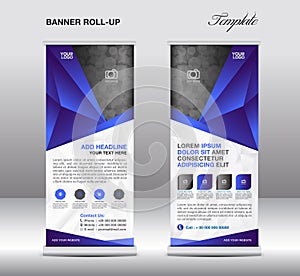 Blue Roll up banner stand template, stand design,banner template