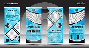 Blue Roll up banner template, banner design, advertisement