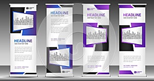 Blue Roll up banner template, stand design, Pull up, display, advertisement, business flyer, poster, presentation, corporate, web