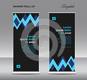 Blue Roll up banner template vector, advertisement, x-banner, poster, pull up design, display, layout , business flyer, web banner