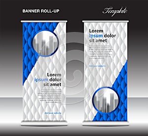 Blue Roll up banner template vector, advertisement, x-banner, poster, pull up design, display, layout , business flyer, web banner