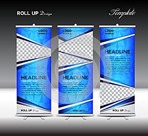 Blue Roll Up Banner template vector illustration