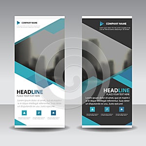 Blue roll up business brochure flyer banner design , cover presentation abstract geometric background, modern publication x-banner