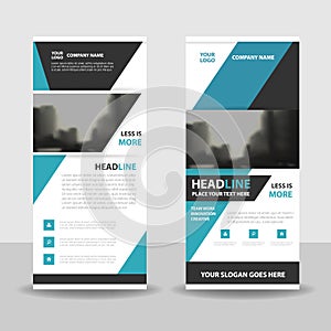 Blue roll up business brochure flyer banner design , cover presentation abstract geometric background, modern publication