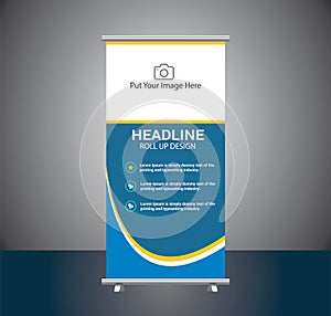 Blue Roll Up Standee template vector illustration, Backdrop Vector design.