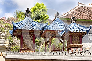 Blue roofs of houses good spirits, Nusa Penida, Indonesia